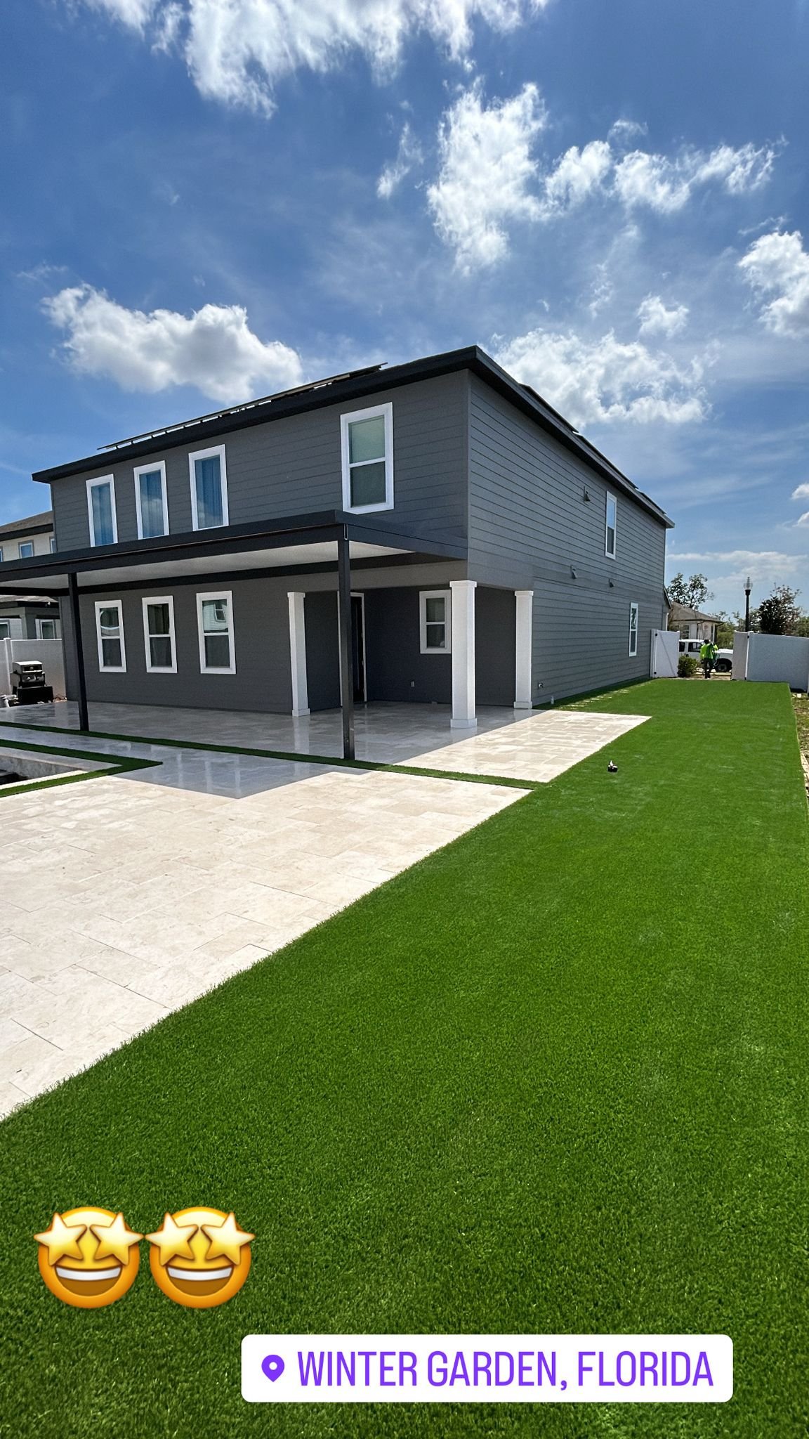 Pergola contractor near me completing modern louvered pergola installation in Florida